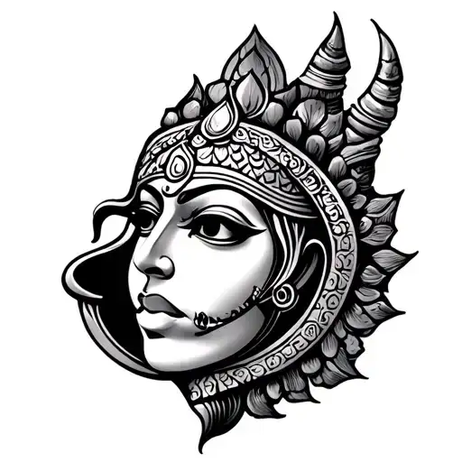 Trishul Embedded In Conch