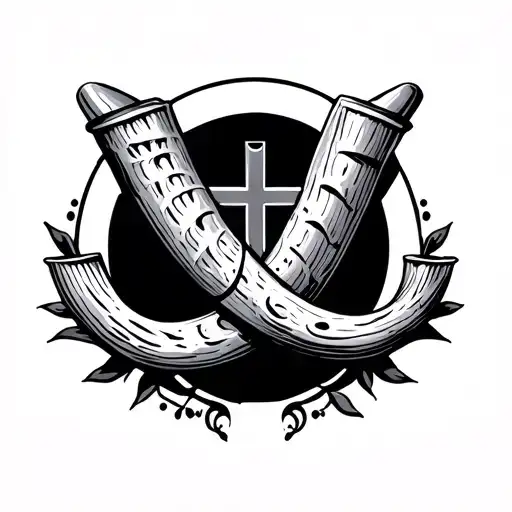 Shofar Around Cross Intertwined