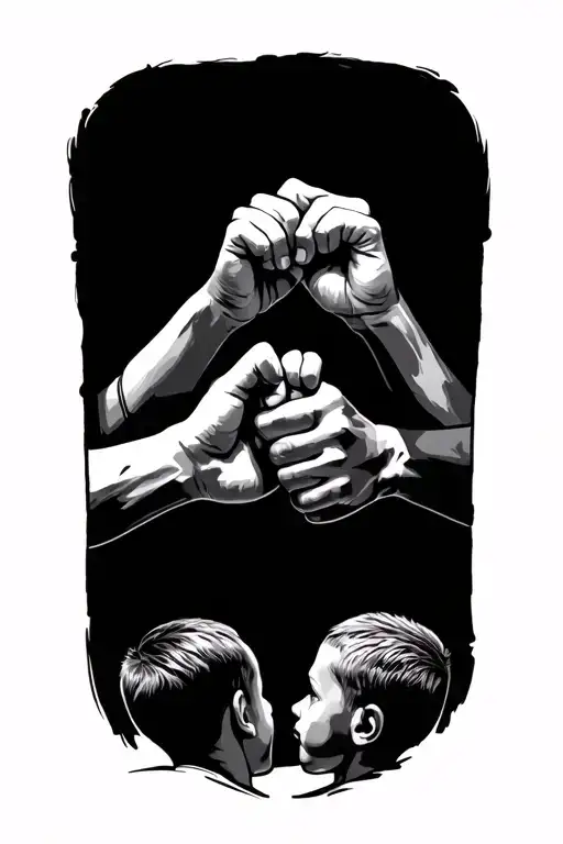 Father And 3 Boys Hands Fist Bumping