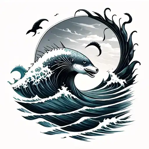 Ocean Waves And Ocean Animals