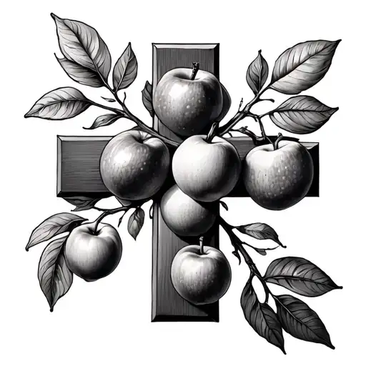 Cross With 9 Fruits Representing Fruits Of Spirit