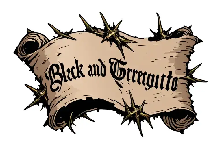 Small Thorns Around An Old Torn Scroll That Say