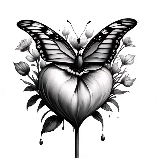 Bleeding Heart Flower With Butterfly Coming Out Of Flowers Like Cacoons