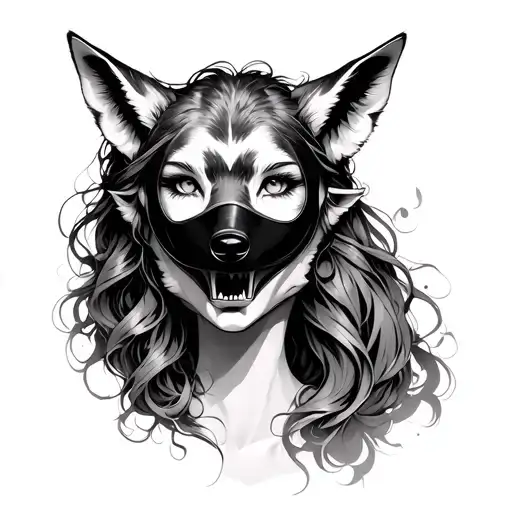 Female With A Mask Eyes Of A Lamb Mouth Of A Wolf