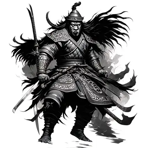 Japanese Samuria Scarred From Battle Scene