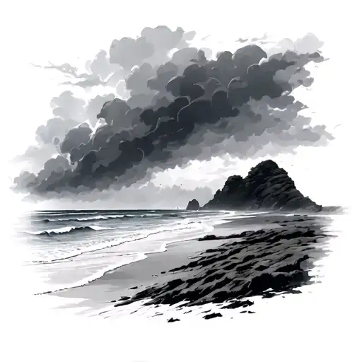 Cornish Beach Stormy