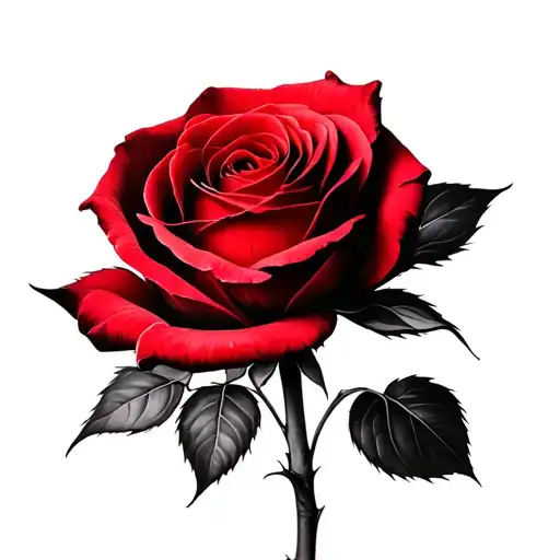 Red Rose With Black Background With Out The Stem