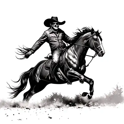 Cowboy Skull On Horse Galloping