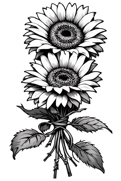 Sunflowewr Bouqet Tied Together With Barbed Wires