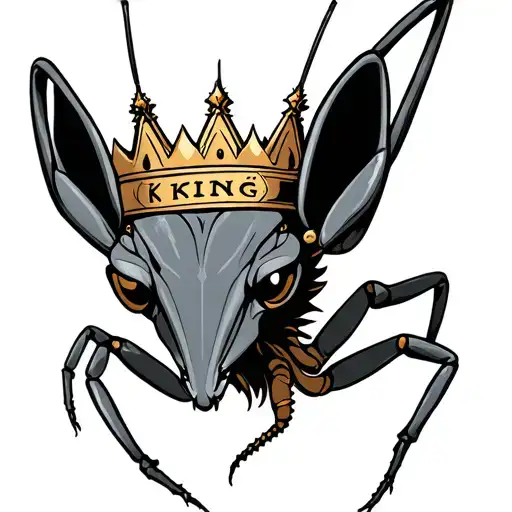 Mantis Tattoo Head With Word King Crown