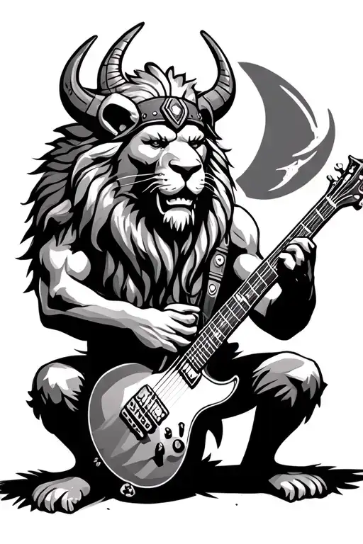 Vikings Lion Playing A Guitar