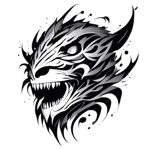 Cyber Tribal Tattoo Design