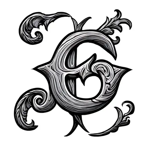 Wood Grain Damascus Steel Letter E