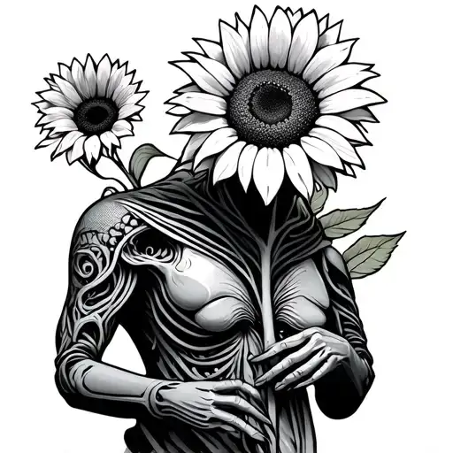 An Alien Holding A Sunflower