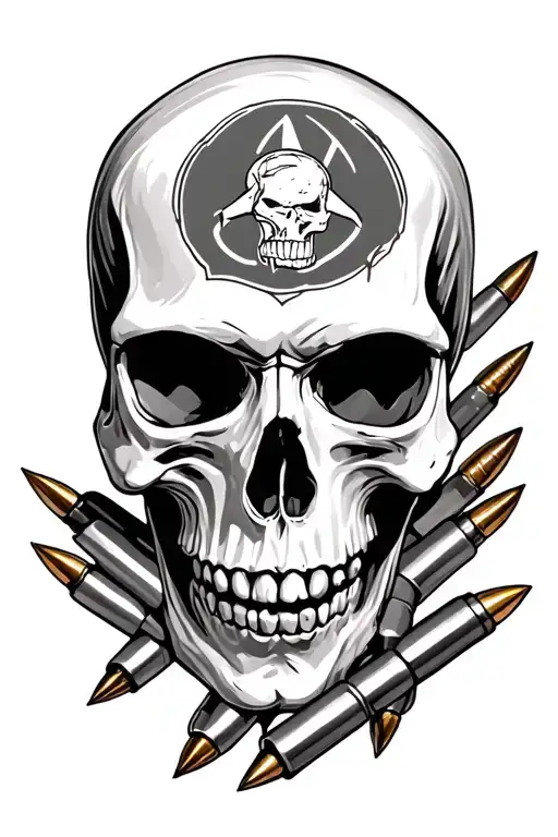 Skull And Bullets Laying