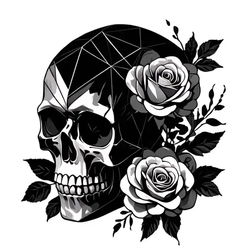 Skull Geometry With Roses