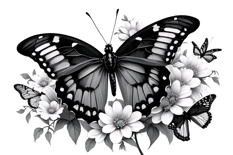 Butterflies Surrounding Flowers Blooming