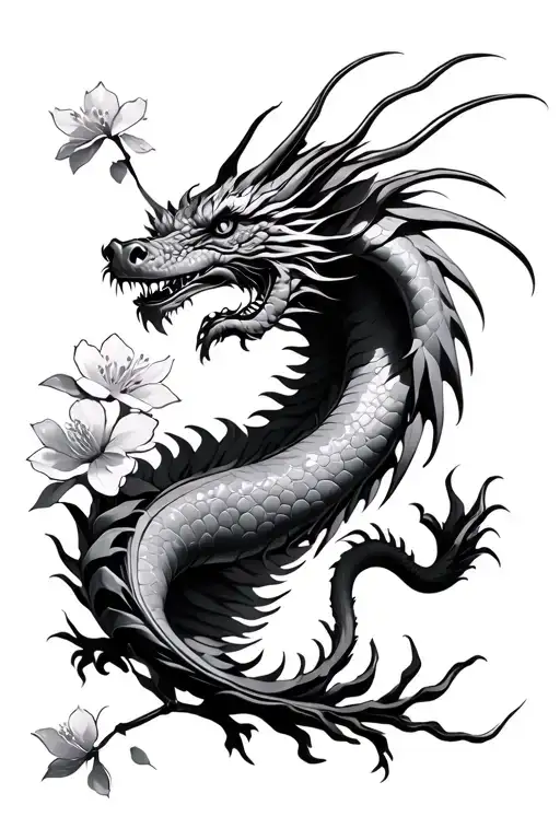 Cherry Blossom In Dragon Flying