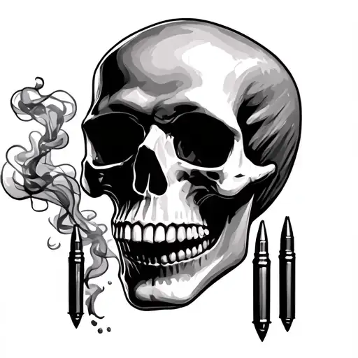 Skull And Bullets Smoke And Lipstick