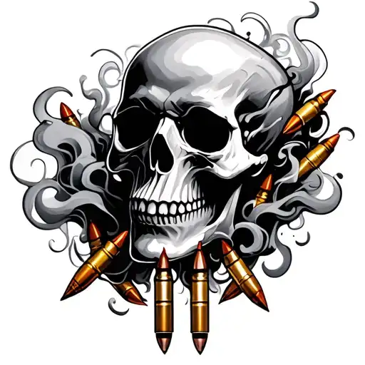 Skull And Bullets Smoke Swirling