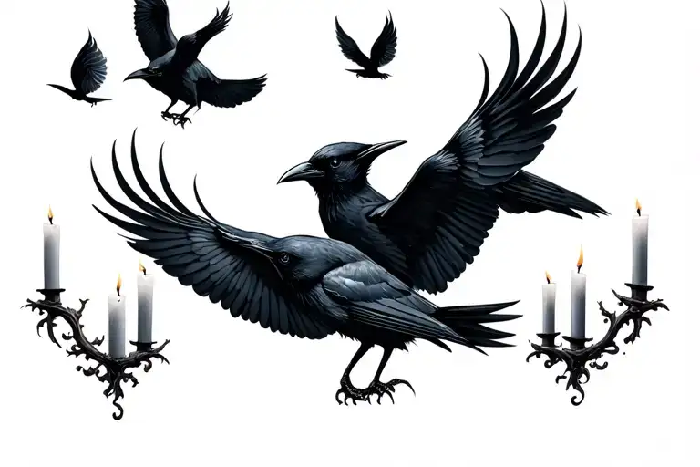 Crows Flying And Candles Lit