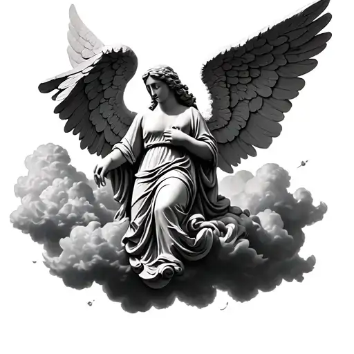 Angels Floating On Clouds Stone Statue Style