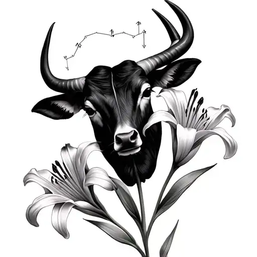 Taurus Constellation And Day Lilies