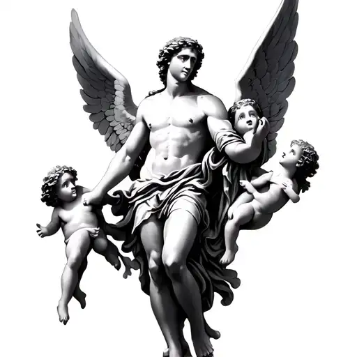 Archangel Michael With Female Cherub