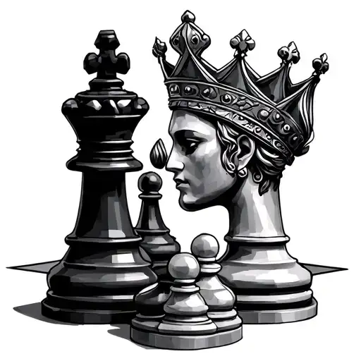 King And Queen Chess 2D Square Geometric Not Realistic