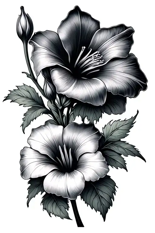 Morning Glory Flower And Narciss Flower Intertwined