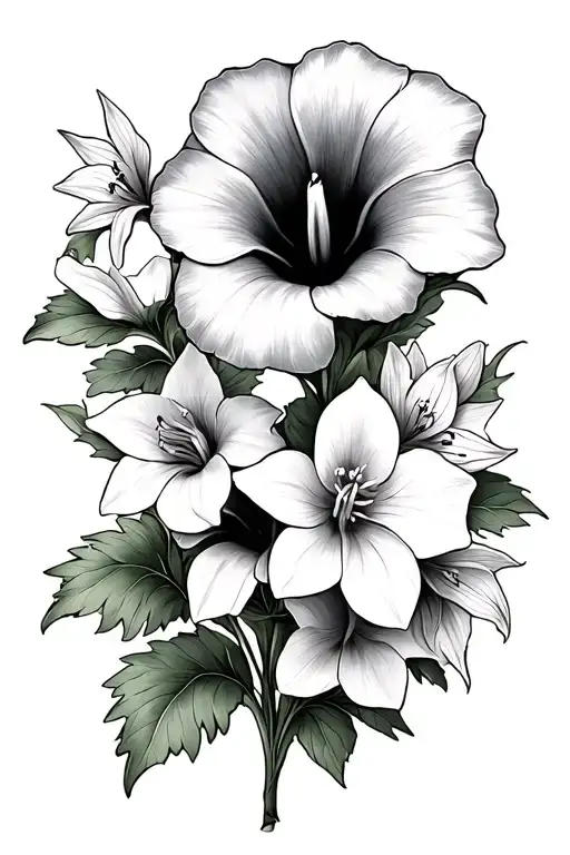 Morning Glory Flower And Paperwhites Flower Intertwined