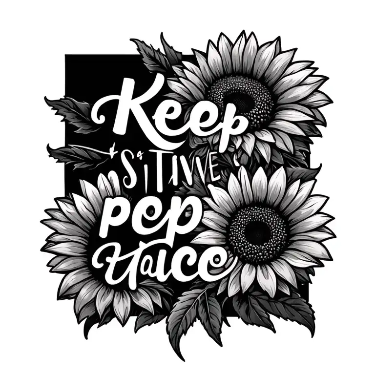 Keep Positive Words With Sunflower Growing Together