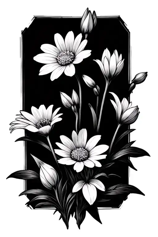 Aster Flower And Paperwhites Flower Intertwined Within