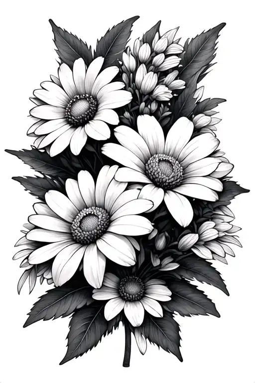 Aster Flowers And Paperwhite Flowers Intertwined