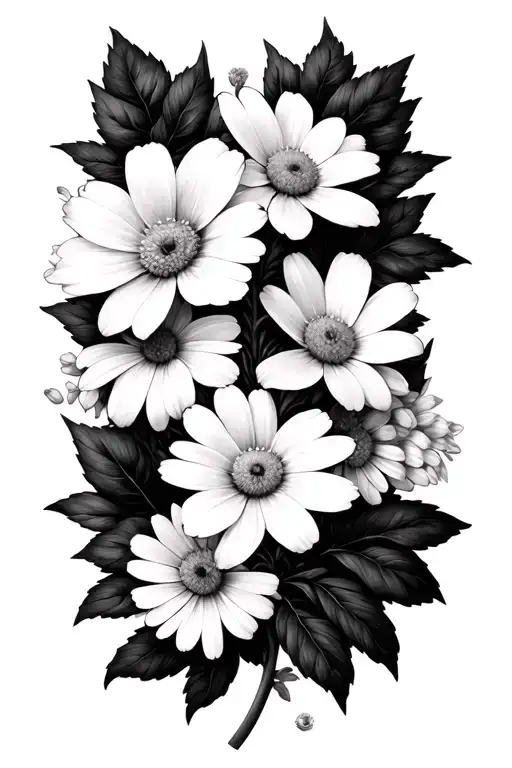 Asters And Paperwhite Flowers Intertwined Birth Flowers