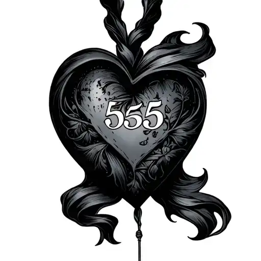 Upside Down Heart With 555 Inside