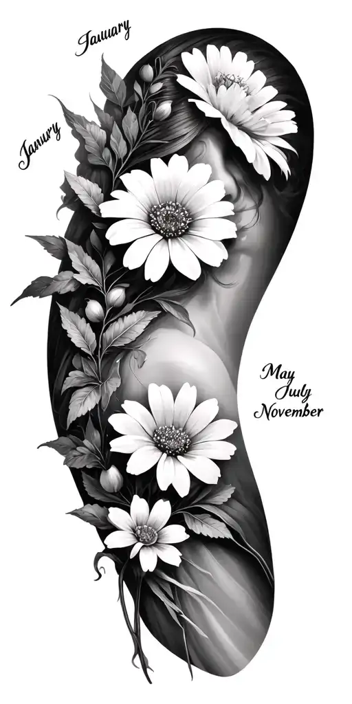 Full Sleeve Birth Flower Growing January March May July November Dainty Feminine