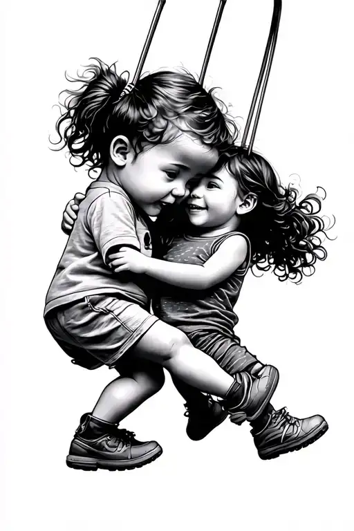 2 Kids Swinging Together