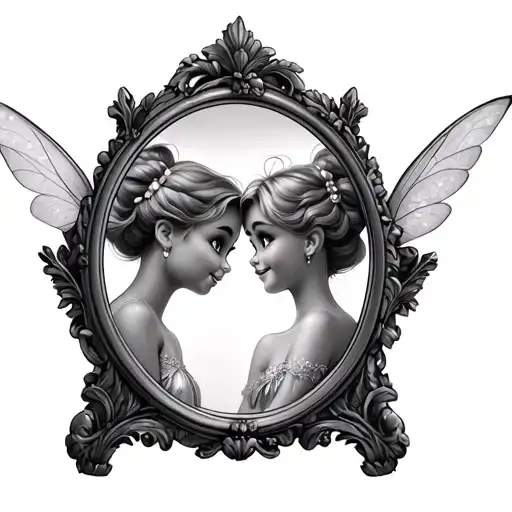 Tinkerbell Looking In A Mirror Reflecting