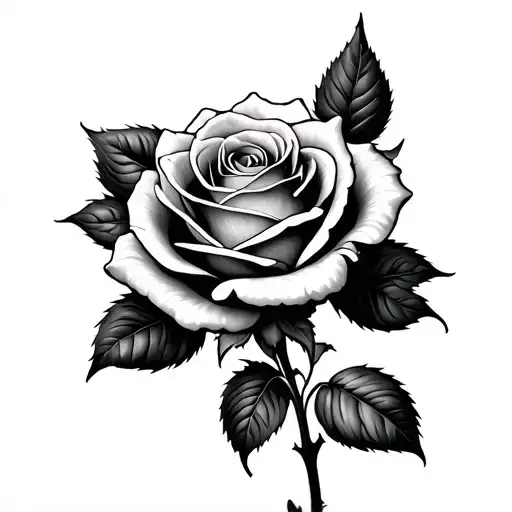 Rose With Stem With One Leave