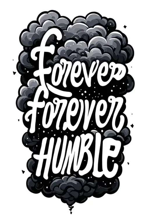 Forever Humble Text With Clouds Around It Luminous Points Of Small