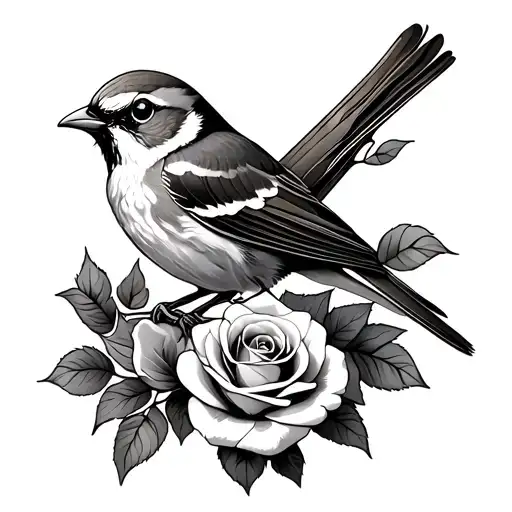 Sparrow And Roses