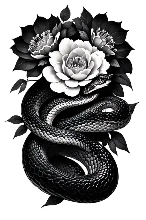 Snake And Flowers Intertwined