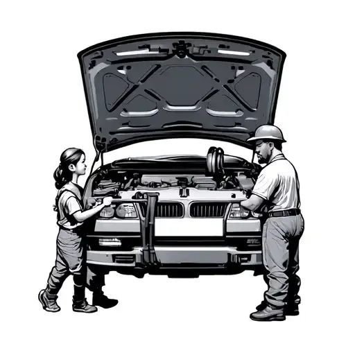 An Engineer Dad With His Daughter Fixing A Car