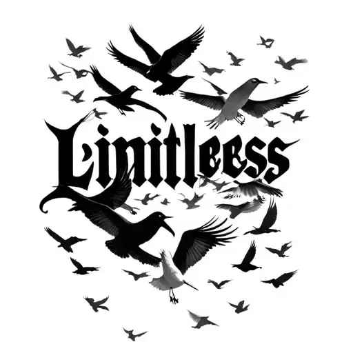 The Word Limitless With Flock Of Birds