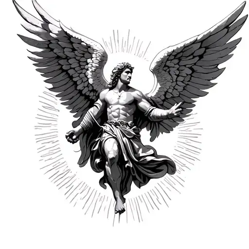 Archangel Michael Flying Towards The Sun