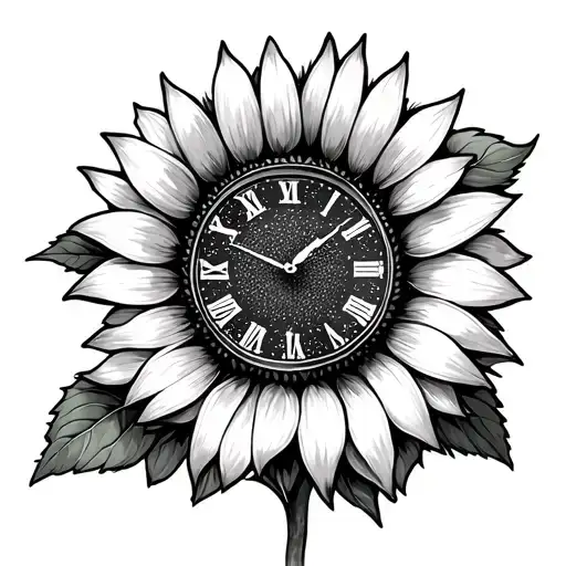 Sunflower With Clock