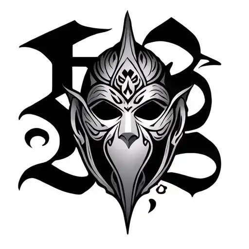 Hidden Lettering Tattoo For Raksha Mask