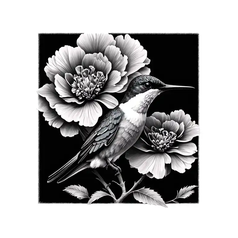Hummingbird With Carnation