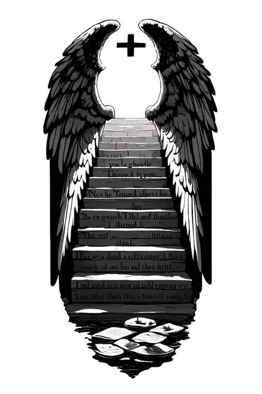 Stairway To Heaven Gates With Angel Wing And Bible Verse